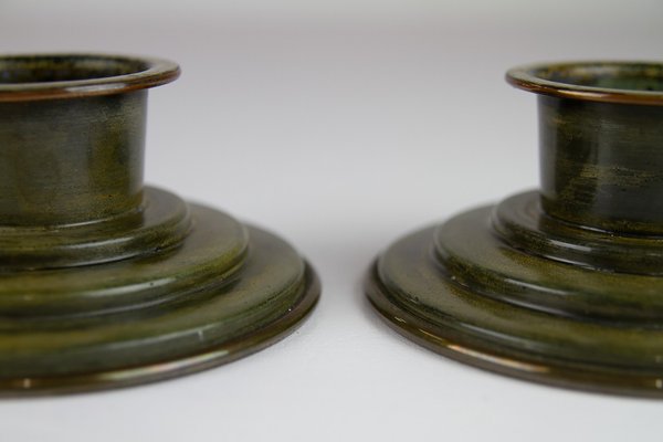 Danish Art Deco Bronze Candleholders by H.F. Bronce, 1930s, Set of 2-WIX-1785685