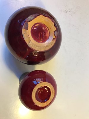 Danish Art Deco Ceramic Oxblood Vases by Daniel Andersen for Michael Andersen & Son, 1930s, Set of 2-LCR-685021