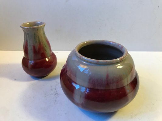 Danish Art Deco Ceramic Oxblood Vases by Daniel Andersen for Michael Andersen & Son, 1930s, Set of 2-LCR-685021