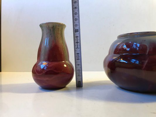 Danish Art Deco Ceramic Oxblood Vases by Daniel Andersen for Michael Andersen & Son, 1930s, Set of 2-LCR-685021