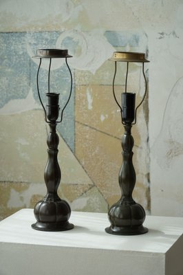 Danish Art Deco D80 Table Lamps in Metal from Just Andersen, 1920s, Set of 2-MXF-1286517