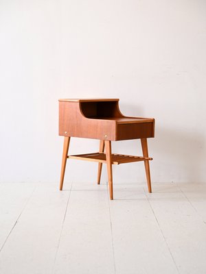 Danish Bedside Table with Magazine Rack, 1960s-QWP-2035614