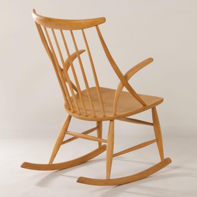 Danish Beech Rocking Chair by Illum Wikelso for Niels Eilsen, 1960s-ZT-1780801