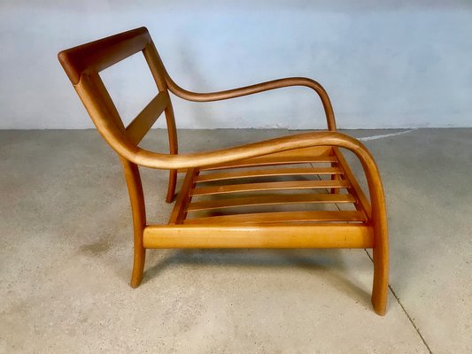 Danish Bentwood & Leather Lounge Chair from Komfort, 1970s-JP-845370