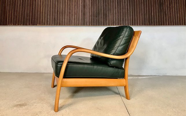 Danish Bentwood & Leather Lounge Chair from Komfort, 1970s-JP-845370