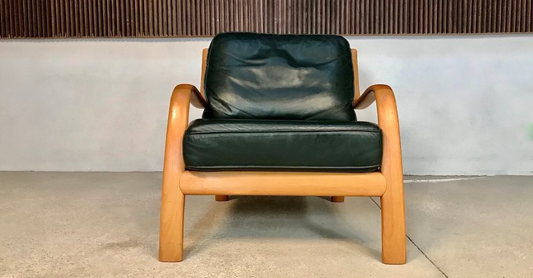 Danish Bentwood & Leather Lounge Chair from Komfort, 1970s-JP-845370