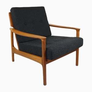 Danish Black Bouclé Lounge Chair, 1970s-UJQ-1790905