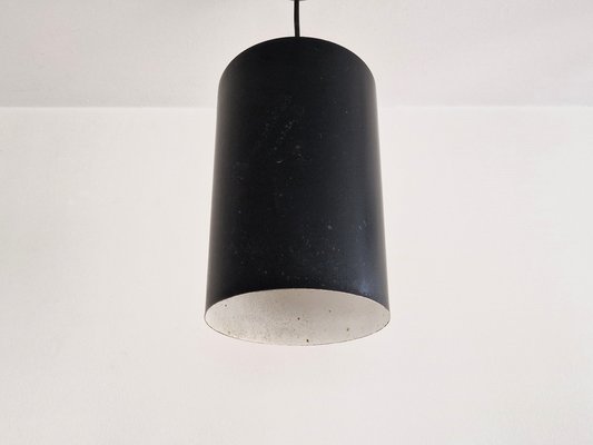 Danish Black Cylinder Pendant Lamps by Eila & John Meiling for Louis Poulsen, 1967, Set of 3-NV-1765316