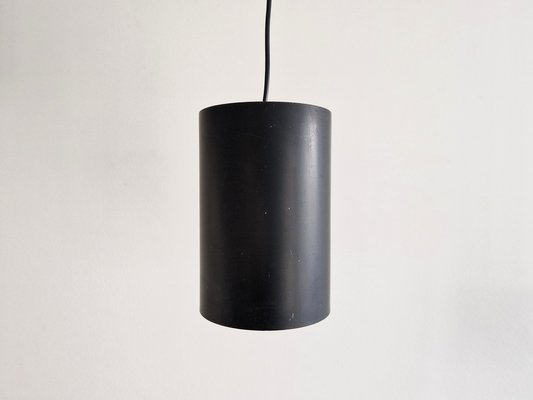 Danish Black Cylinder Pendant Lamps by Eila & John Meiling for Louis Poulsen, 1967, Set of 3-NV-1765316