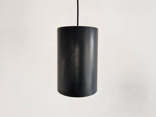 Danish Black Cylinder Pendant Lamps by Eila & John Meiling for Louis Poulsen, 1967, Set of 3-NV-1765316