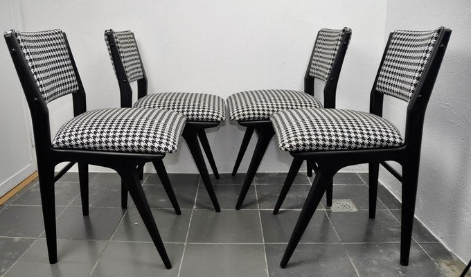 Danish Black Lacquered Chairs, 1960s, Set of 4-ROJ-797404