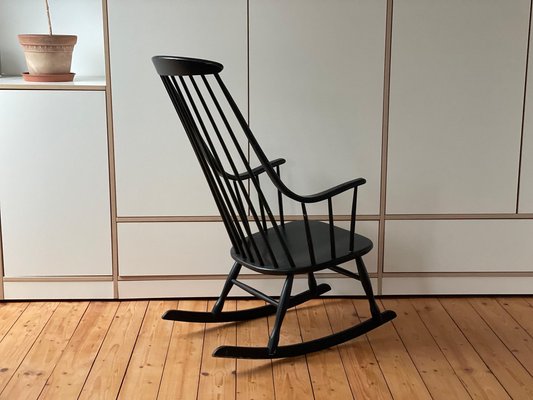 Danish Black Rocking Chair, 1950s-WSA-1723506