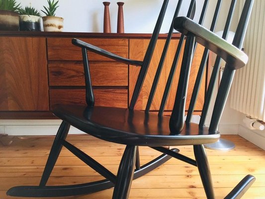 Danish Black Rocking Chair, 1950s-WSA-831218