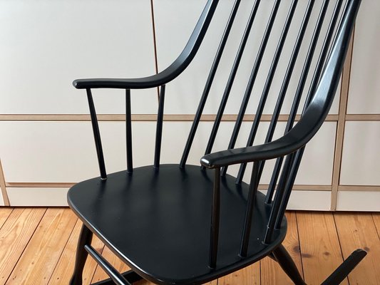 Danish Black Rocking Chair, 1950s-WSA-1723506