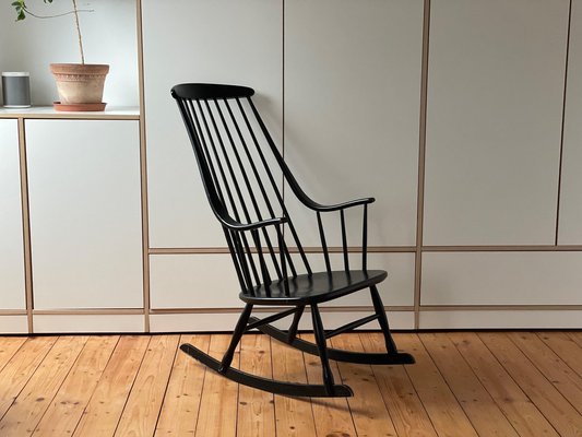 Danish Black Rocking Chair, 1950s-WSA-1723506