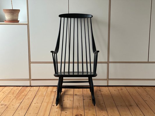 Danish Black Rocking Chair, 1950s-WSA-1723506