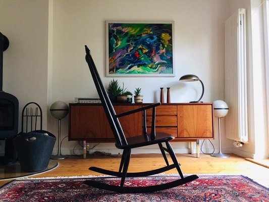 Danish Black Rocking Chair, 1950s-WSA-831218