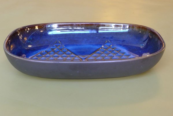 Danish Blue Ceramic Model 3332 Bowl with Diamond Pattern by Einar Johansen for Søholm, 1960s-VRE-715585