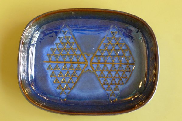 Danish Blue Ceramic Model 3332 Bowl with Diamond Pattern by Einar Johansen for Søholm, 1960s-VRE-715585