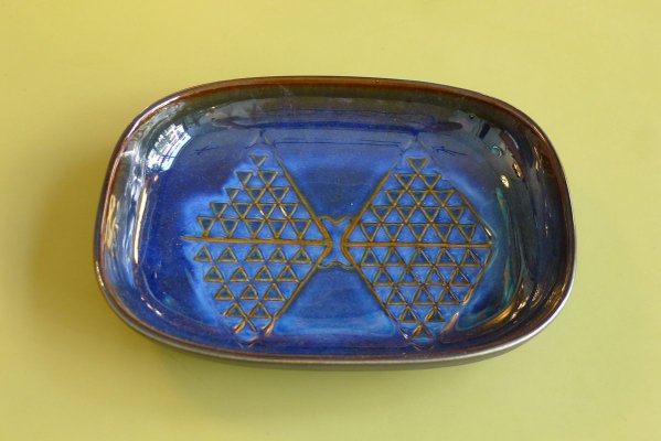 Danish Blue Ceramic Model 3332 Bowl with Diamond Pattern by Einar Johansen for Søholm, 1960s-VRE-715585