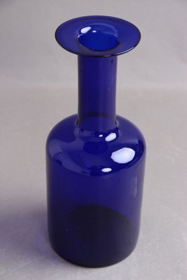 Danish Blue Glass Vase by Otto Bauer for Kastrup Glasværk, 1959-DQ-1422721