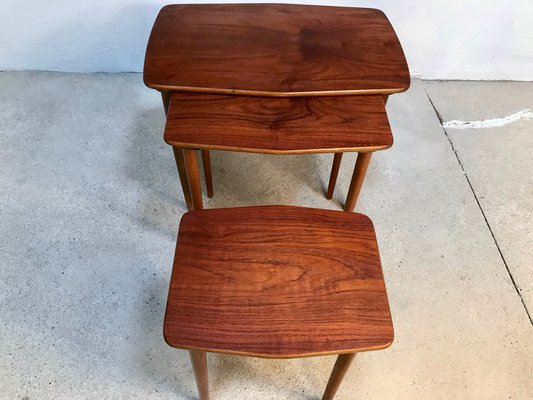 Danish Boat-Shaped Teak Nesting Side Tables, 1960s, Set of 3-JP-971325