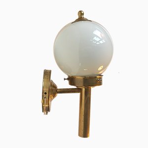 Danish Brass and Opaline Glass Wall Sconce from Abo Metalkunst, 1970s-LCR-749612