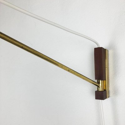 Danish Brass and Teak Wall Light, Denmark, 1960s-QZ-1149908