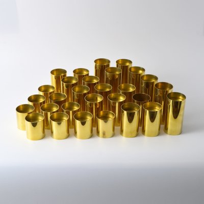 Danish Brass Cylinder Candle Holders, 1970s, Set of 29-IXK-1327861