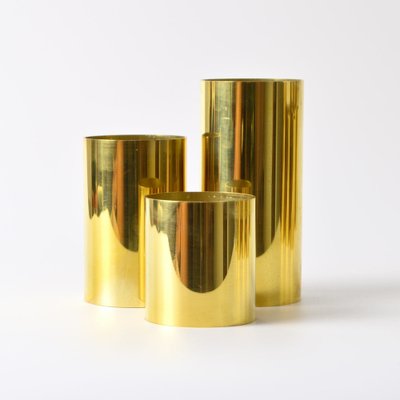 Danish Brass Cylinder Candle Holders, 1970s, Set of 29-IXK-1327861