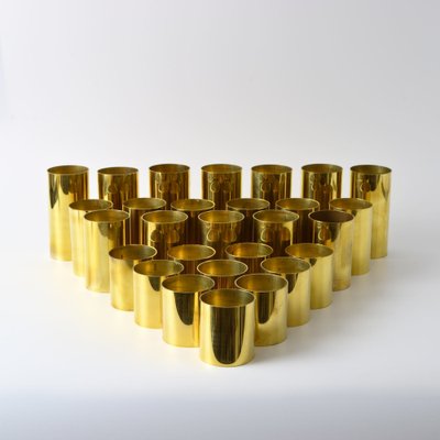 Danish Brass Cylinder Candle Holders, 1970s, Set of 29-IXK-1327861