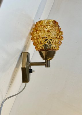 Danish Brass & Glass Wall Sconce by J. Sommer, 1960s-LCR-1424900