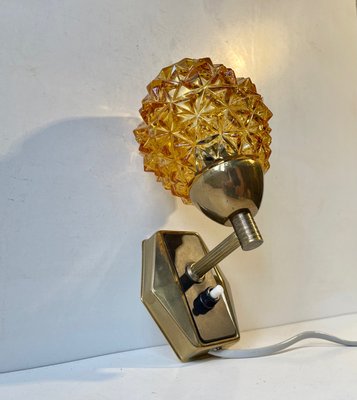 Danish Brass & Glass Wall Sconce by J. Sommer, 1960s-LCR-1424900