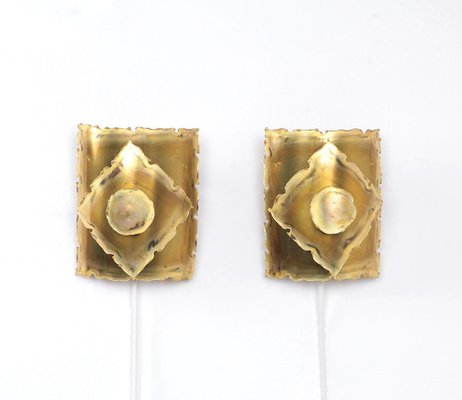 Danish Brass Wall Lamps by Svend Aage Holm Sørensen for Holm Sørensen & Co, 1960s, Set of 2-SN-2040325