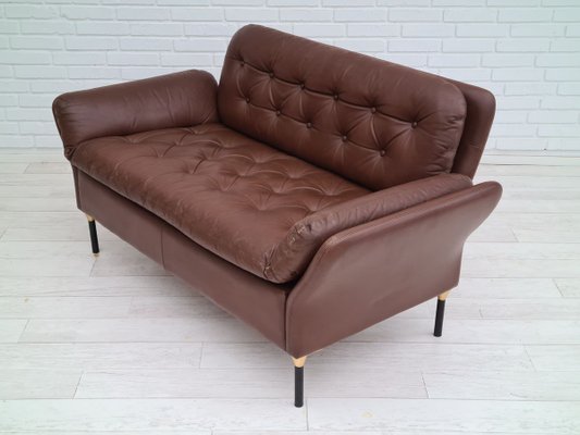 Danish Brown Leather Sofa, 1970s-TMW-810297