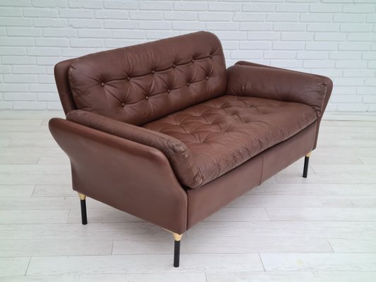 Danish Brown Leather Sofa, 1970s-TMW-810297