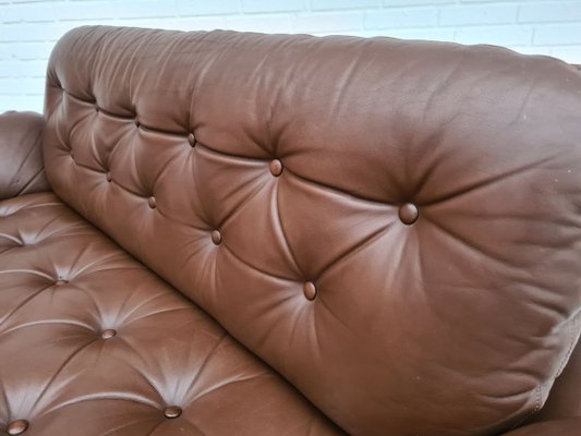 Danish Brown Leather Sofa, 1970s-TMW-810297