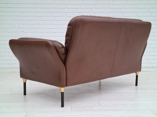 Danish Brown Leather Sofa, 1970s-TMW-810297