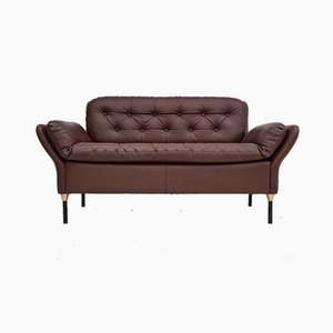 Danish Brown Leather Sofa, 1970s-TMW-810297