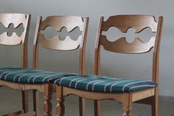 Danish Brutalist Oak Dining Chairs by Henning Kjærnulf, 1960s, Set of 6-QNP-2016539