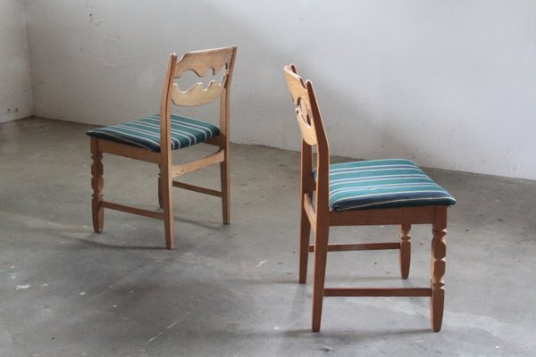 Danish Brutalist Oak Dining Chairs by Henning Kjærnulf, 1960s, Set of 6-QNP-2016539