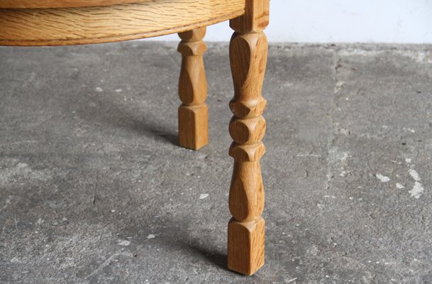 Danish Brutalist Oak Extending Dining Table in the style of Henning Kjærnulf, 1960s-QNP-2027726