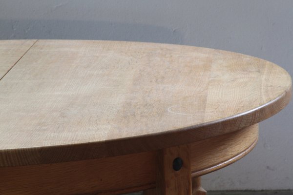 Danish Brutalist Oak Extending Dining Table in the style of Henning Kjærnulf, 1960s-QNP-2027726