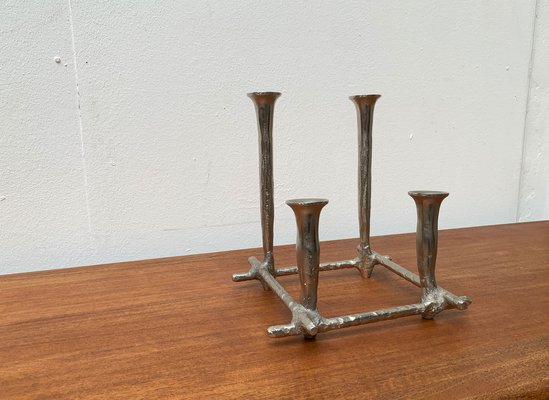 Danish Brutalist Sculptural Cast Aluminum Candleholder-UAH-1332176