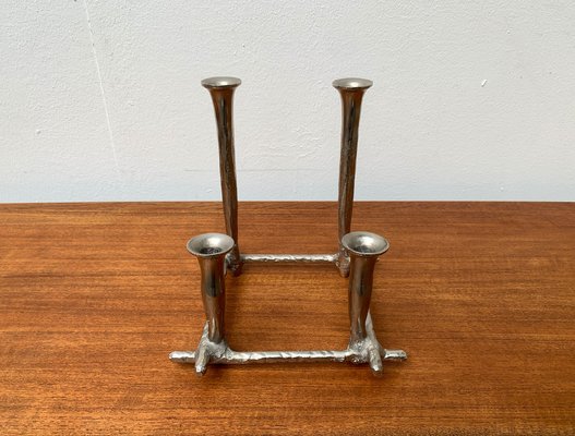 Danish Brutalist Sculptural Cast Aluminum Candleholder-UAH-1332176