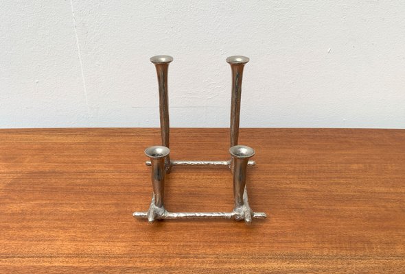 Danish Brutalist Sculptural Cast Aluminum Candleholder-UAH-1332176