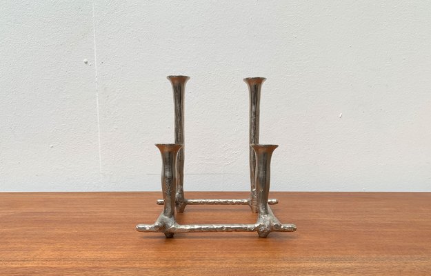 Danish Brutalist Sculptural Cast Aluminum Candleholder-UAH-1332176