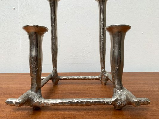 Danish Brutalist Sculptural Cast Aluminum Candleholder-UAH-1332176