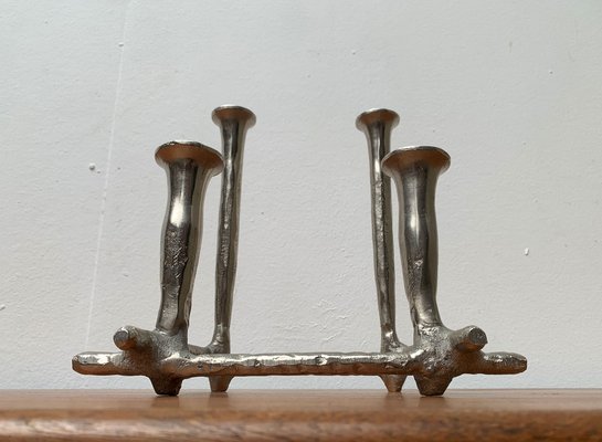 Danish Brutalist Sculptural Cast Aluminum Candleholder-UAH-1332176