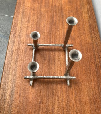 Danish Brutalist Sculptural Cast Aluminum Candleholder-UAH-1332176